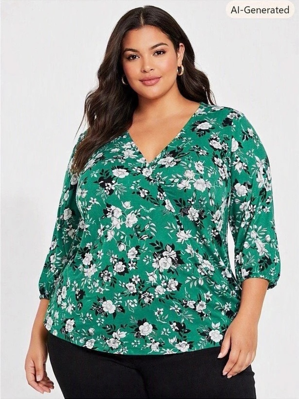 Love & Legend Floral Blouse in Green & White Like New